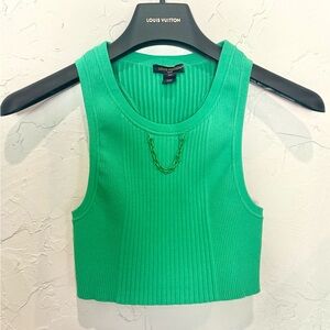 LOUIS VUITTON Women’s Green Scoop Neck Crop Top